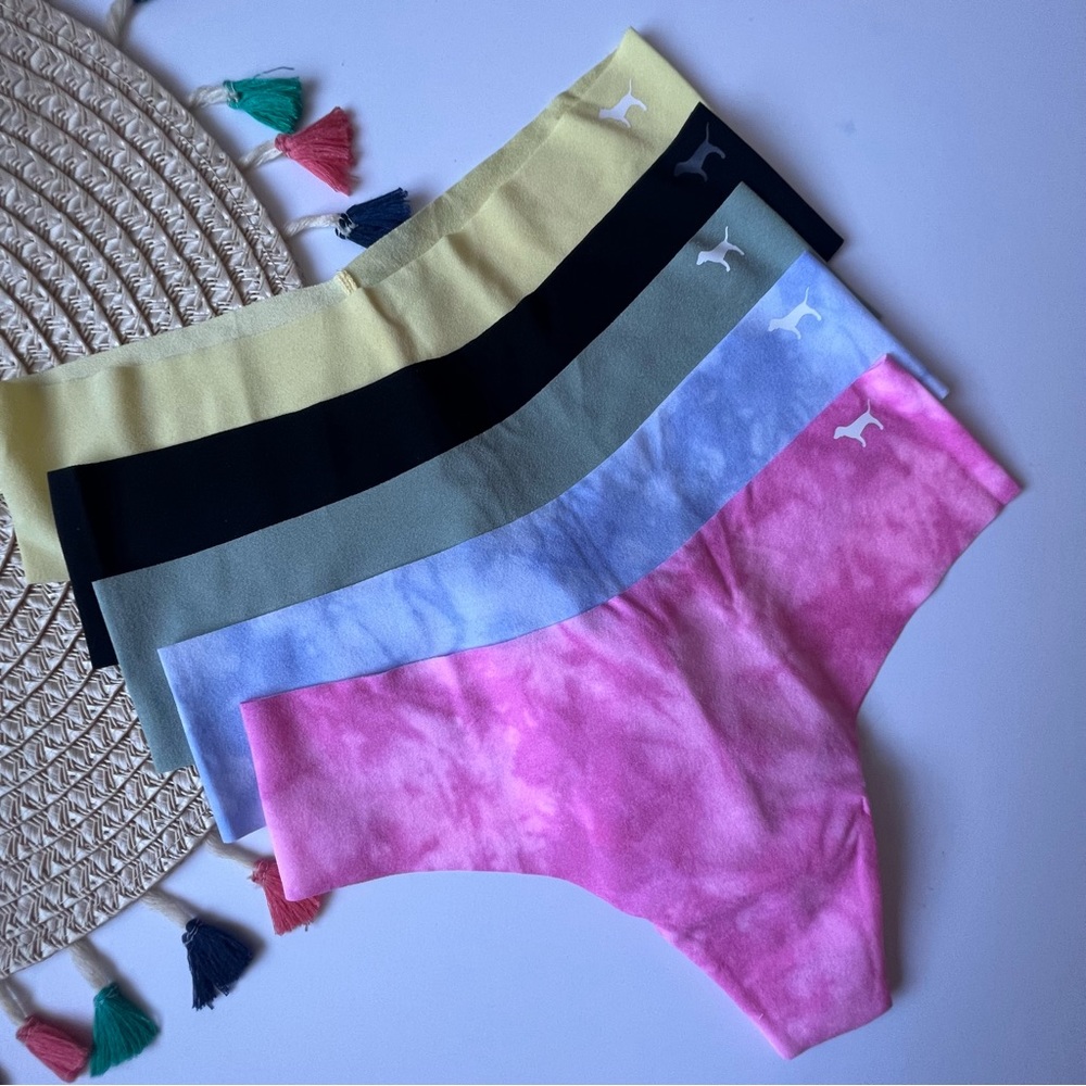 Victoria's Secret PINK No Show Thong Panty Pack 5 Small NEW Multi-Color NEW